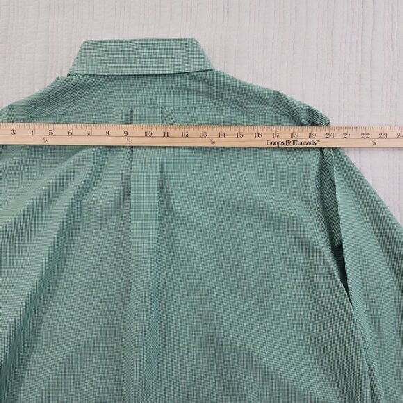 Brooks Brothers Shirt Size 17 1/2 x 34/35 Green Check Spread Collar EUC Non-Iron - Picture 10 of 15